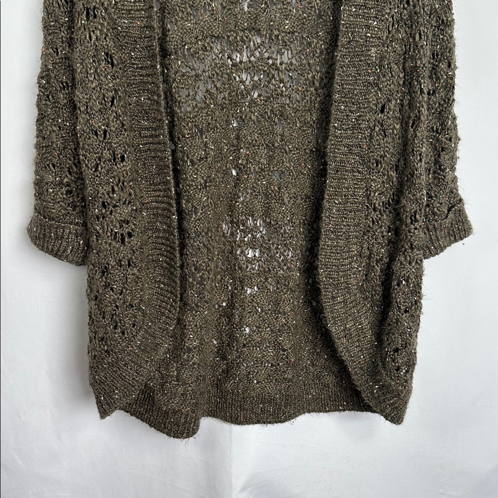 Denver Hayes Women’s Open Knit Cardigan Sweater Size L Brown Longline - Picture 3 of 8